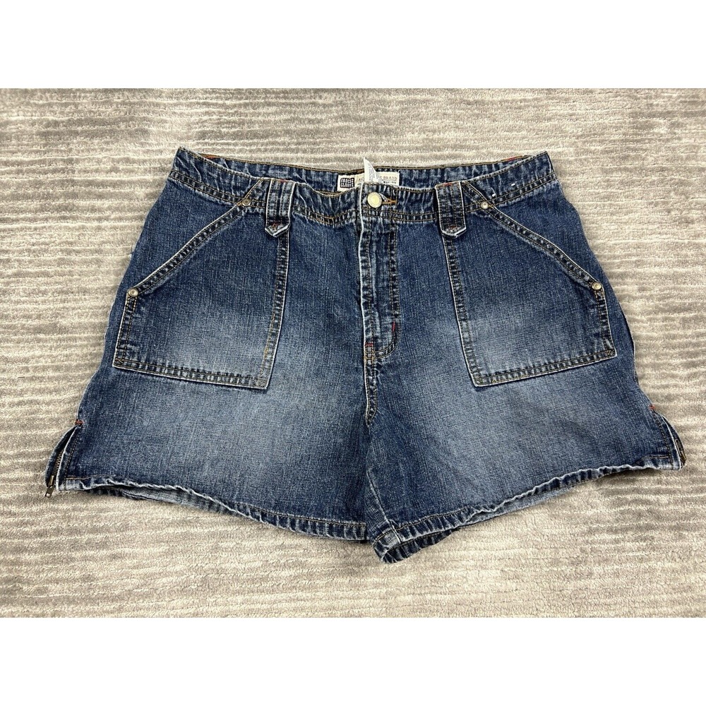 Faded Glory Shorts Womens 12 Blue Denim Zip Side Slits Vintage Jean‎